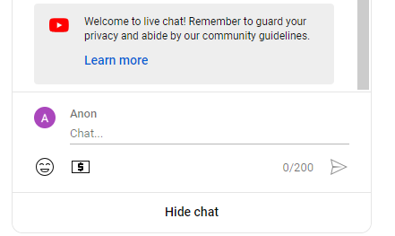 YouTube Super Chat feature.