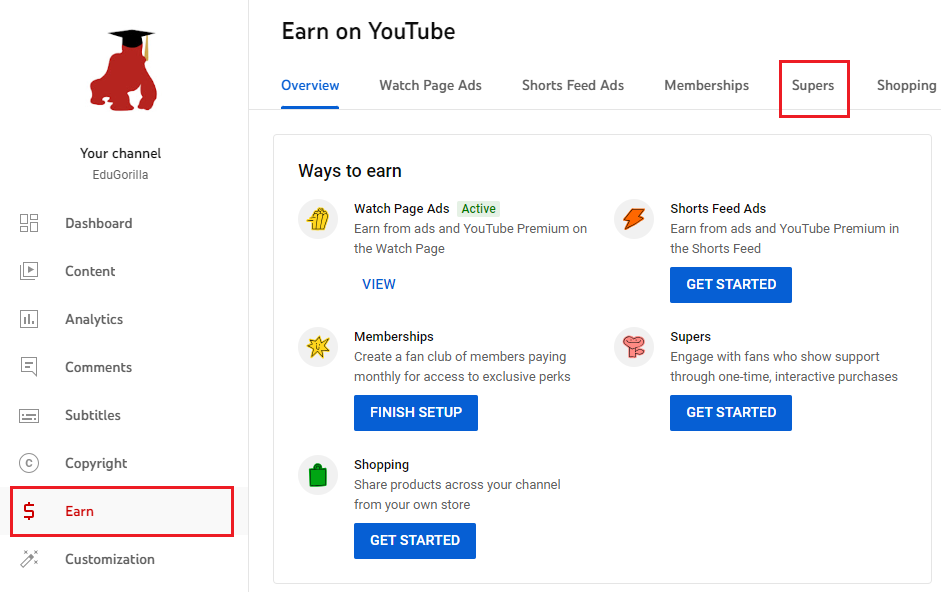 How to enable Super Thanks in YouTube